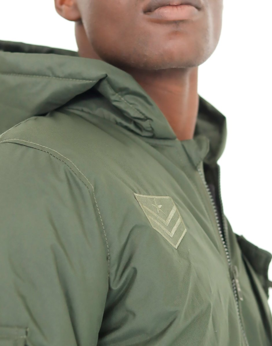 Men's olive Klevas Union Jacket with front zipper and side pockets, stylish and versatile outerwear for casual wear.