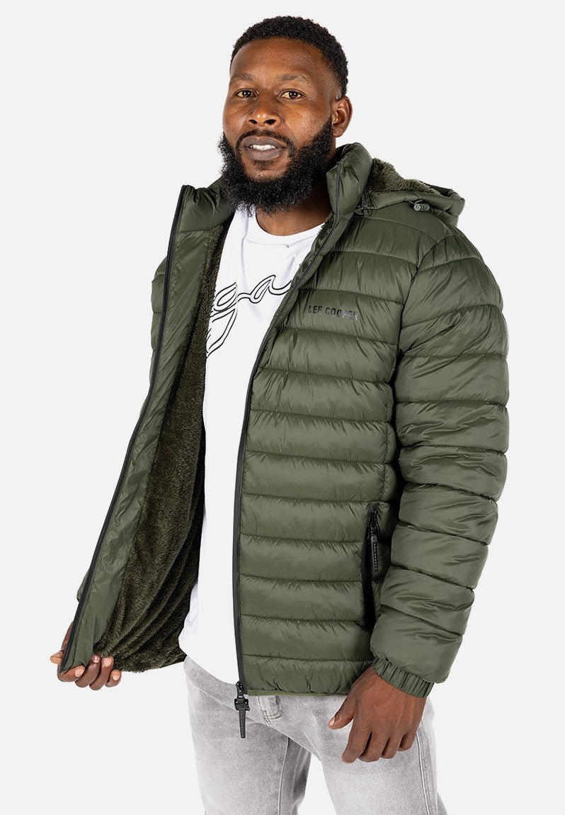 Lee Cooper Billy Puffer Jacket Olive - Shazem - MENS JACKETS - LEE COOPER
