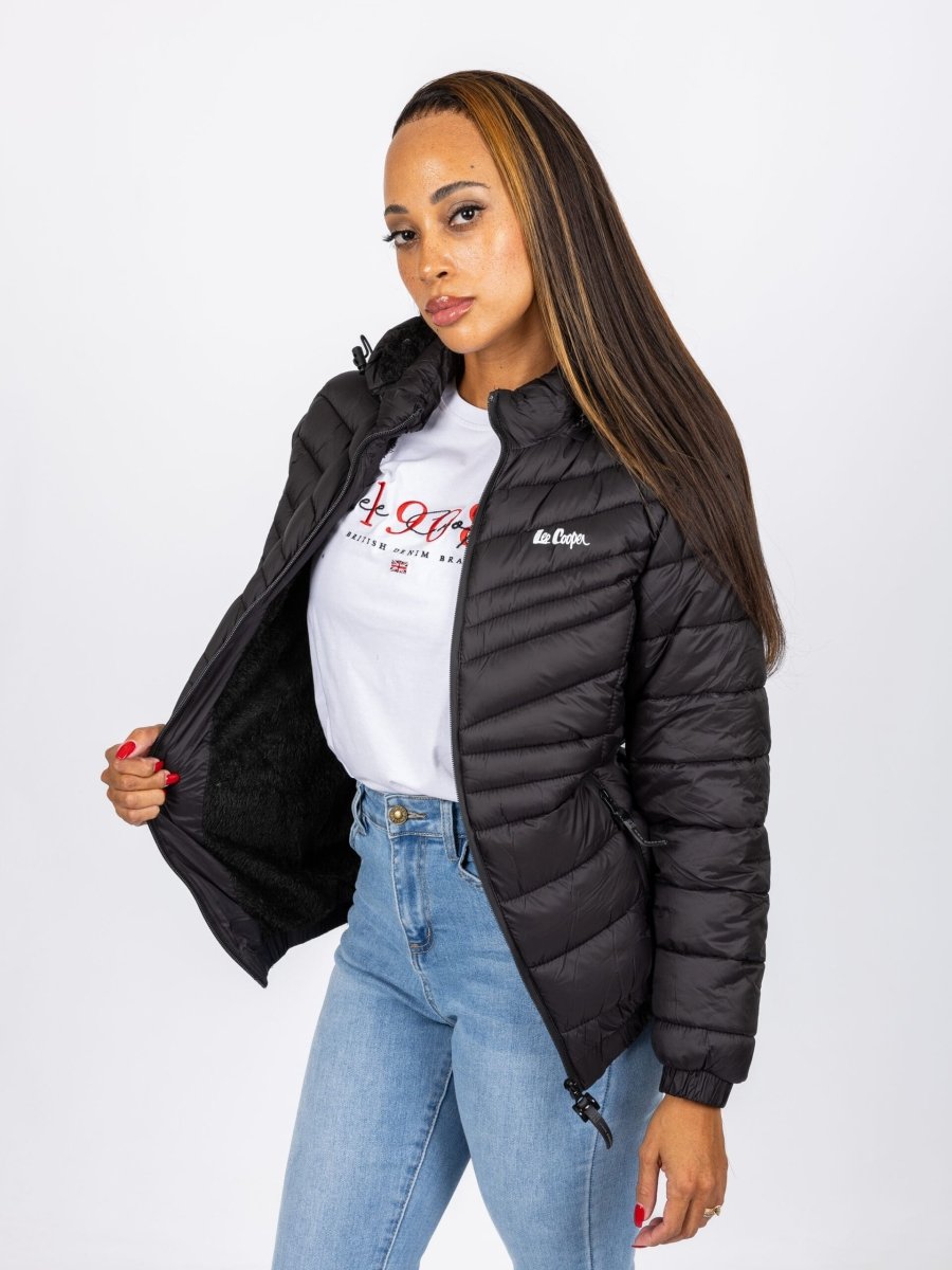 Lee Cooper Clara Puffer Jacket Black - Shazem - WOMENS JACKETS - LEE COOPER