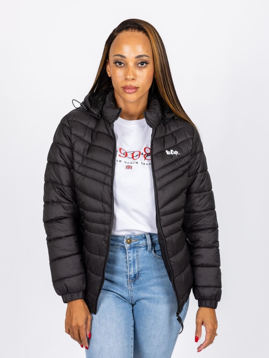 Lee Cooper Clara Puffer Jacket Black - Shazem - WOMENS JACKETS - LEE COOPER
