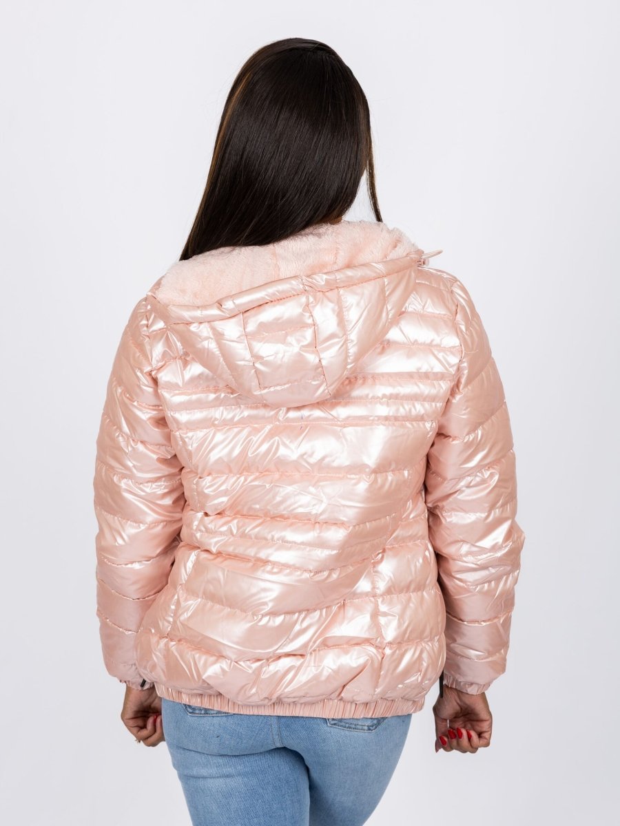 Lee Cooper Clara Puffer Jacket Metallic Blush - Shazem - WOMENS JACKETS - LEE COOPER