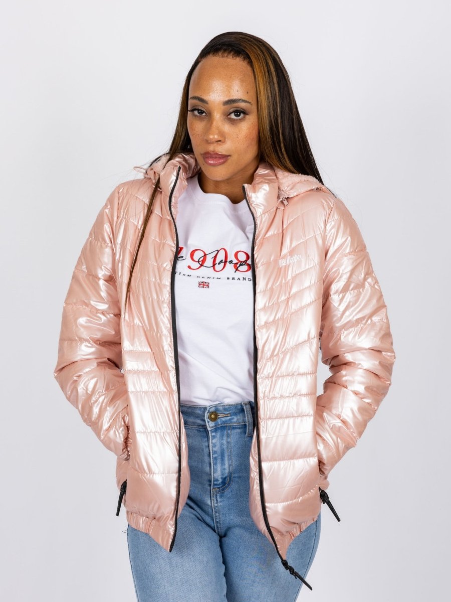 Lee Cooper Clara Puffer Jacket Metallic Blush - Shazem - WOMENS JACKETS - LEE COOPER