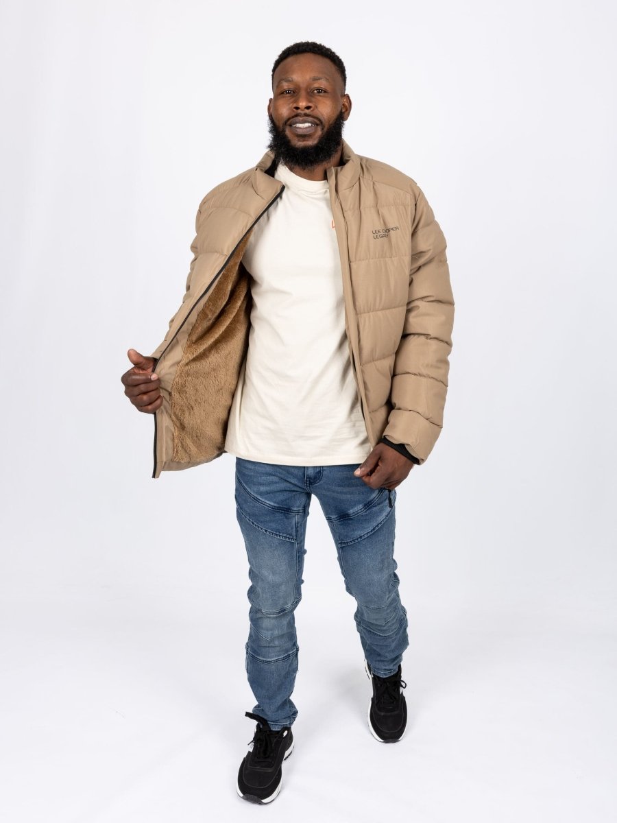 Lee Cooper Noam Puffer Jacket Khaki - Shazem - MENS JACKETS - LEE COOPER