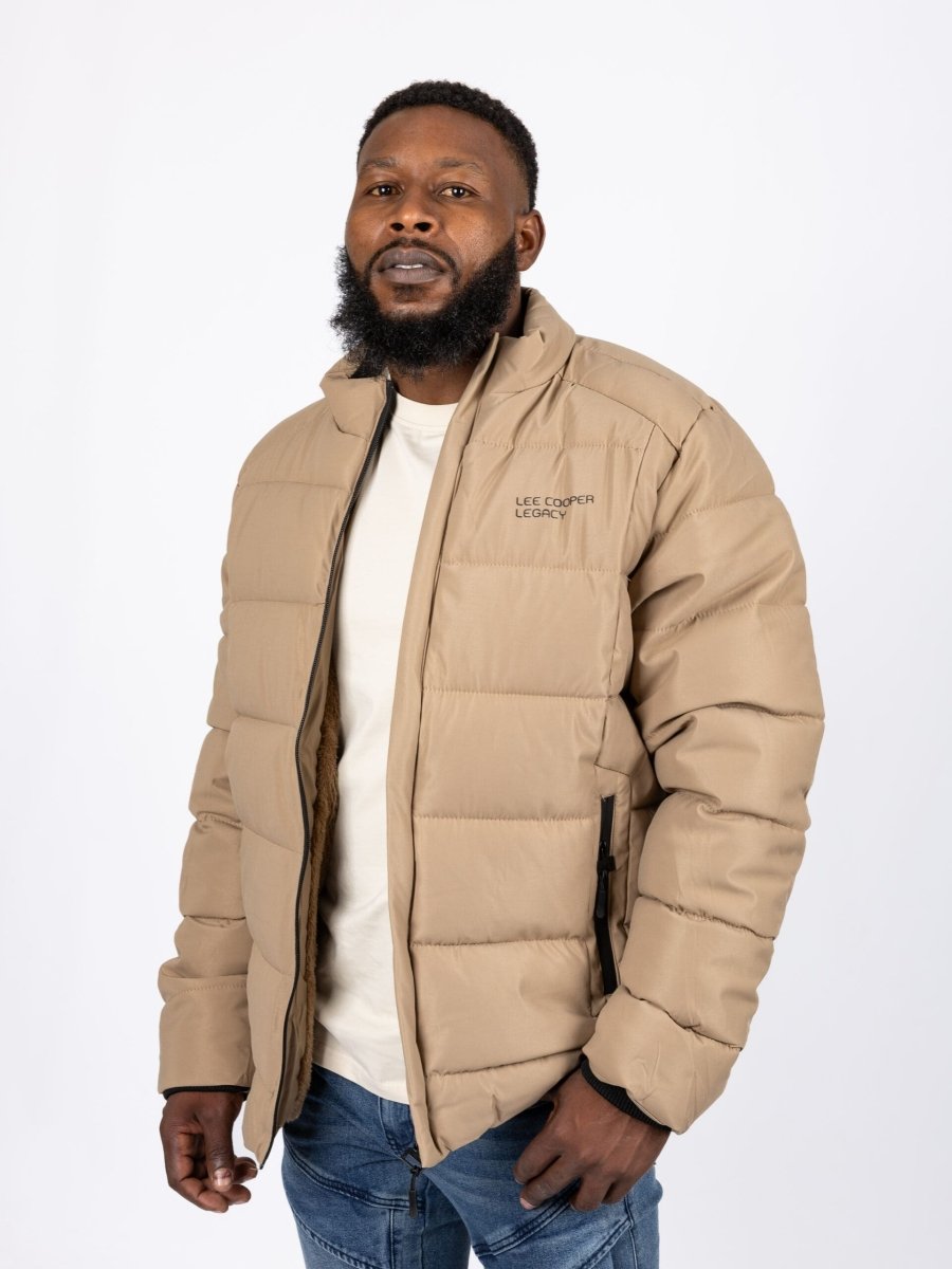 Lee Cooper Noam Puffer Jacket Khaki - Shazem - MENS JACKETS - LEE COOPER