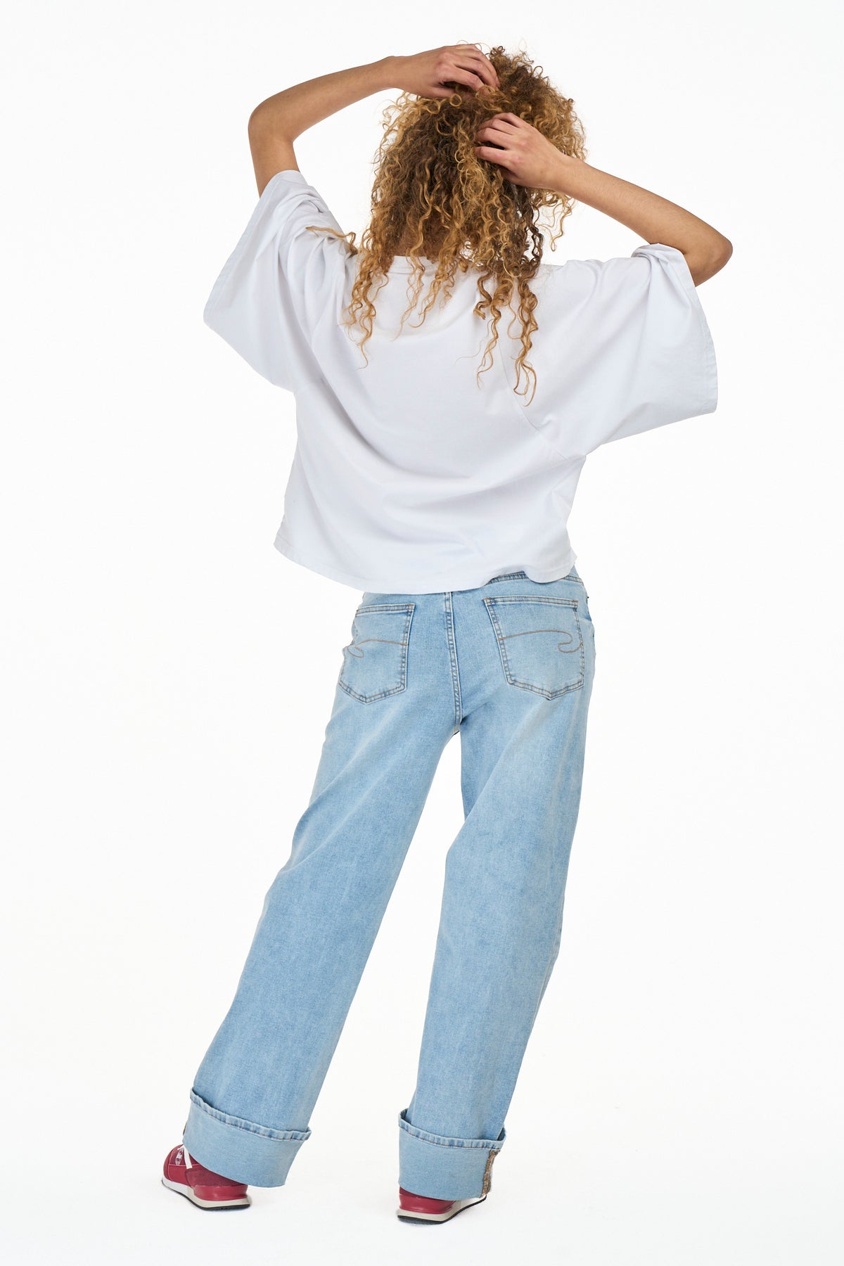 White Lee Cooper Blythe women's T-shirt displayed flat with short sleeves and a round neckline.