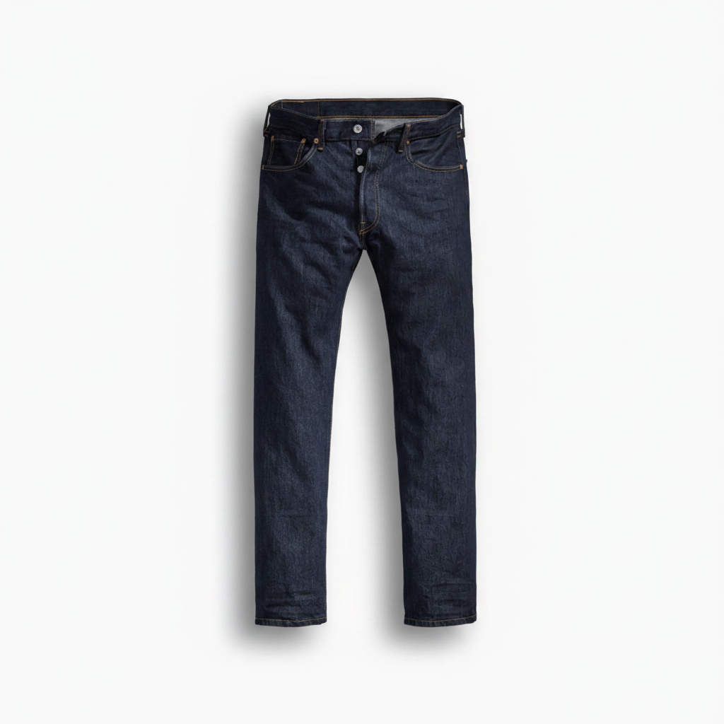 Men's Levi's 501 Original Jeans in rinse wash, featuring classic straight-leg fit and durable denim fabric.