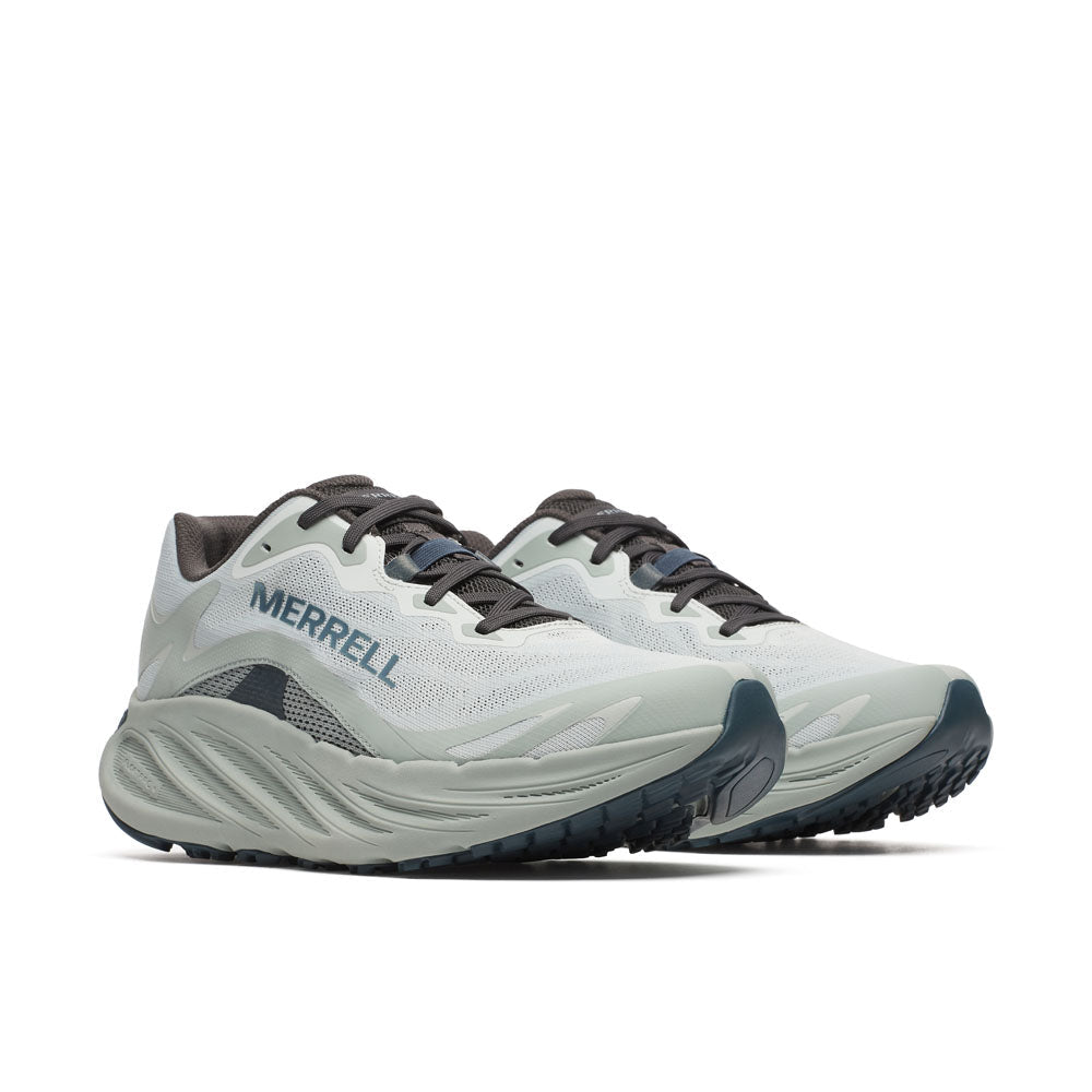 Men's Merrell Promorph Angelite sneakers in gray with breathable mesh and supportive soles, casual athletic footwear.