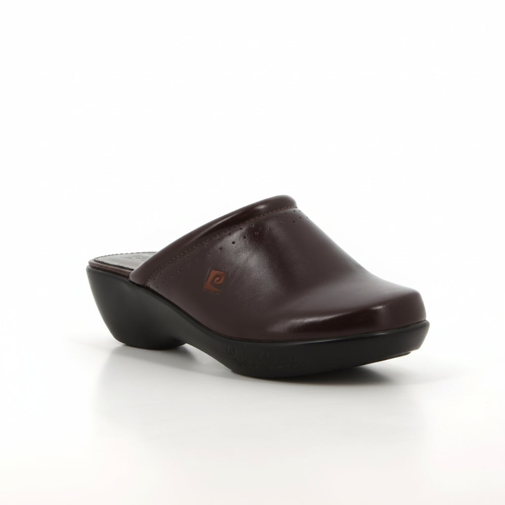 Pierre Cardin women's brown Bolbel 1 clogs with a sleek design and comfortable slip-on style, perfect for casual wear.