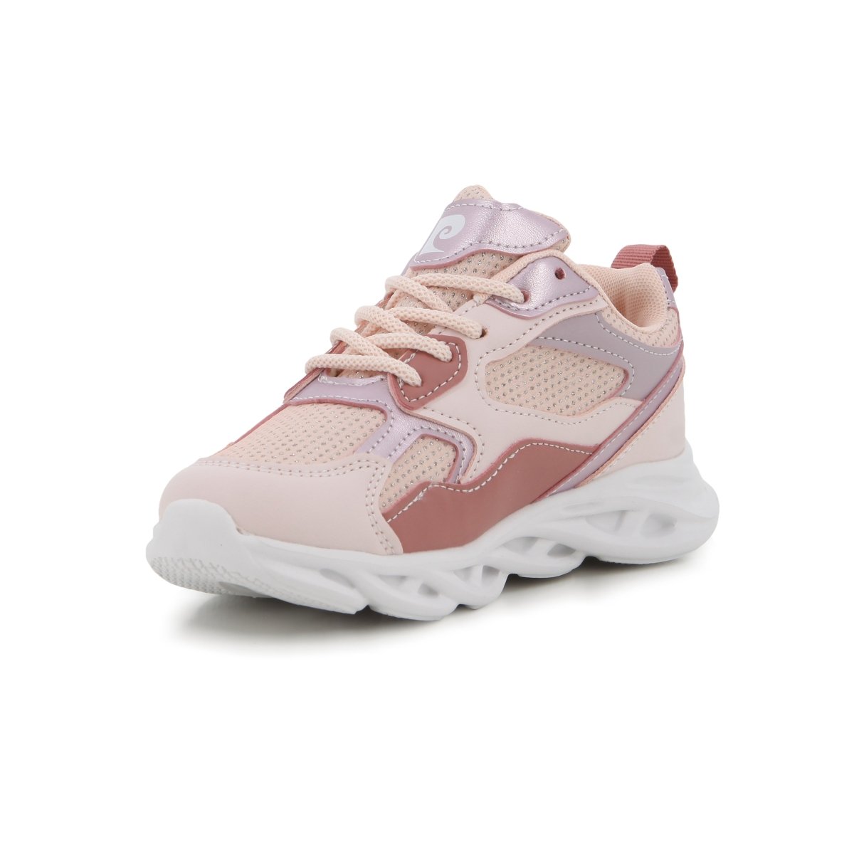 Pink multi Pierre Cardin Kids Phoenix 2 lace-up sneakers with white soles and stylish design for children.