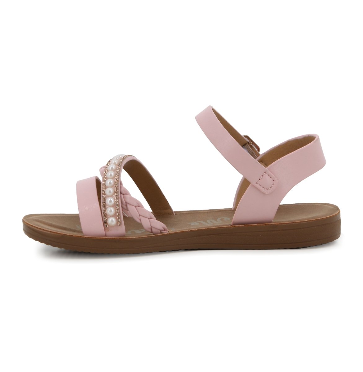 Pink Pierre Cardin Kids Amara sandals with open toes and adjustable straps, designed for comfortable children's footwear.