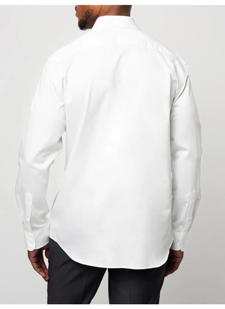 White Polo Custom Fit Greig men's shirt with a classic collar and button-front design, showcased on a plain background.