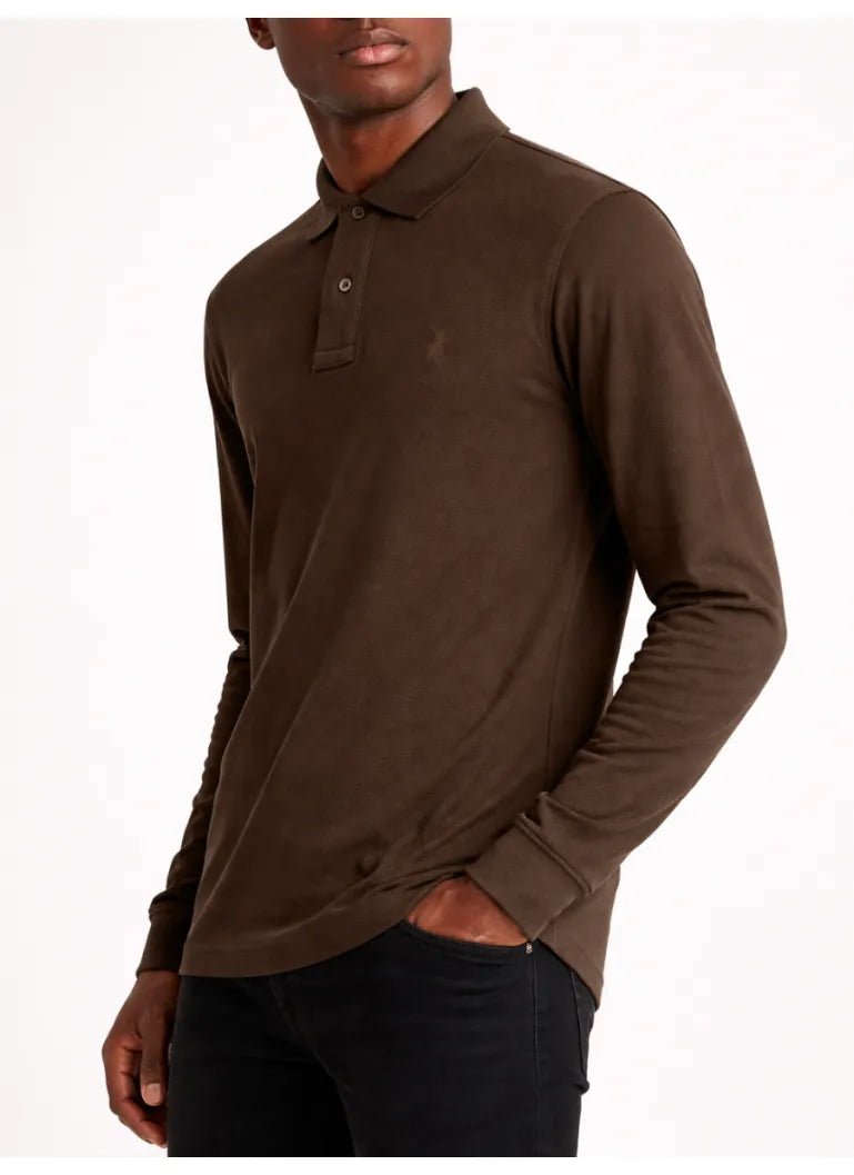 Polo Essential Pique LS Golfer Brown - Shazem - MENS GOLFER - POLO