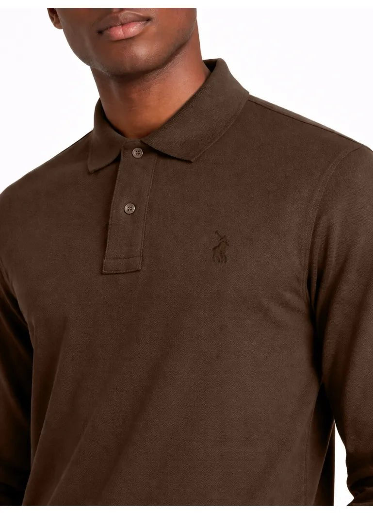 Polo Essential Pique LS Golfer Brown - Shazem - MENS GOLFER - POLO