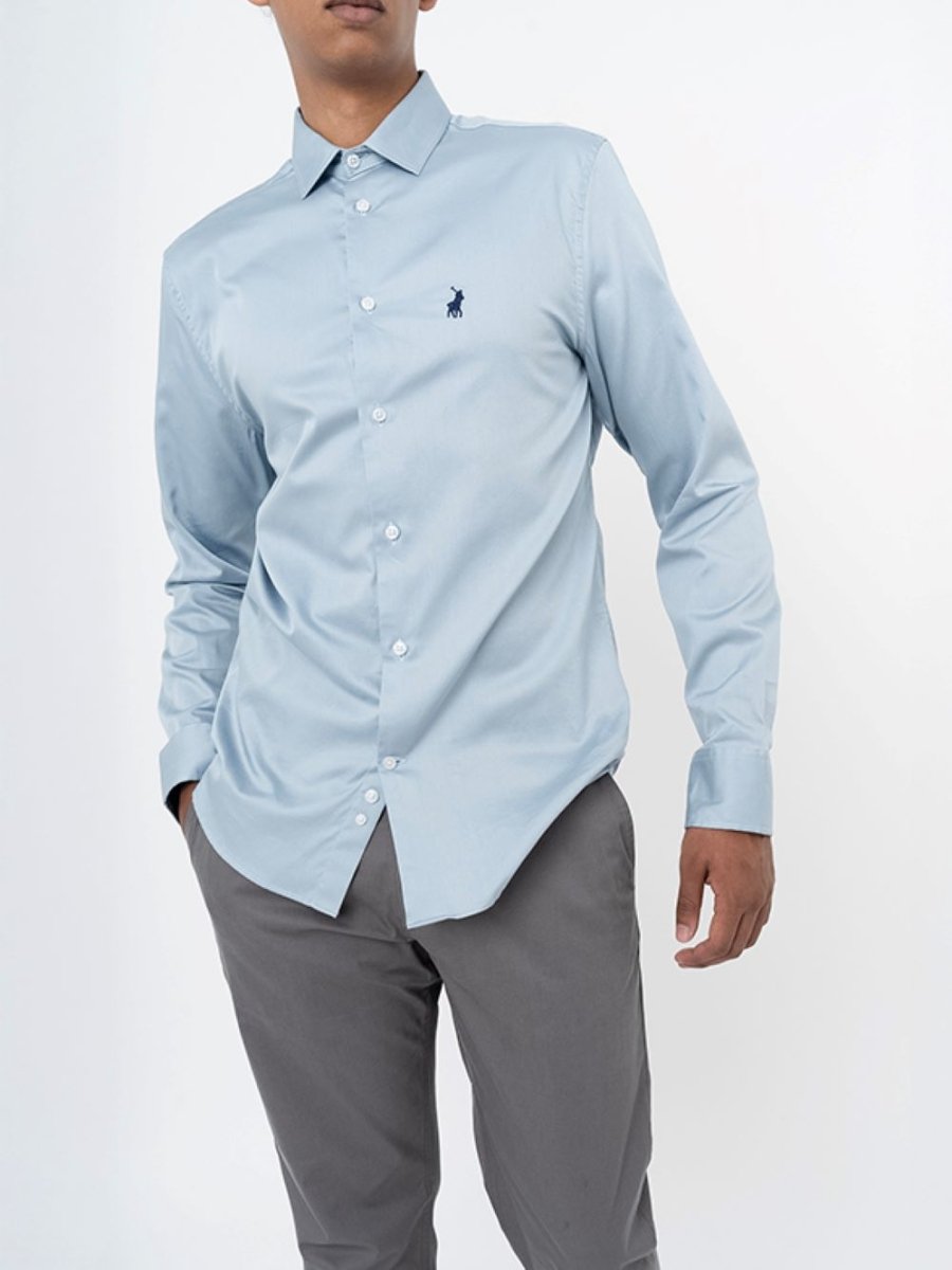 Polo Greig Essential Satleen Shirt Blue - Shazem - MENS SHIRTS - POLO