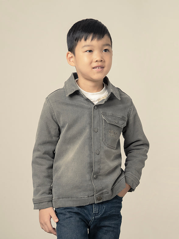 POLO CB MPHO DENIM SHACKET GREY - Shazem