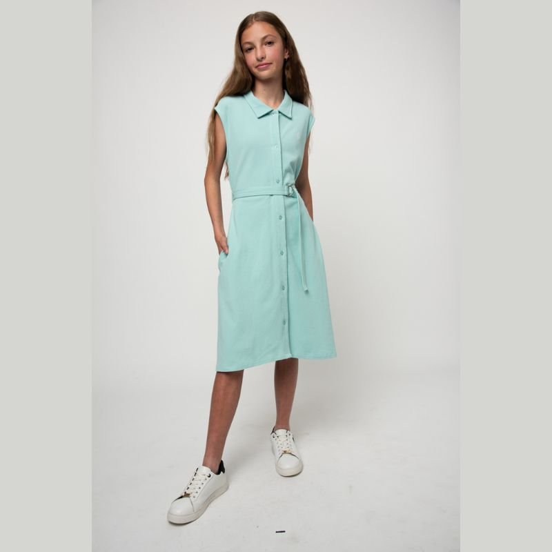 Polo Nia Pique Dress Turquoise - Shazem - KIDS DRESSES - POLO