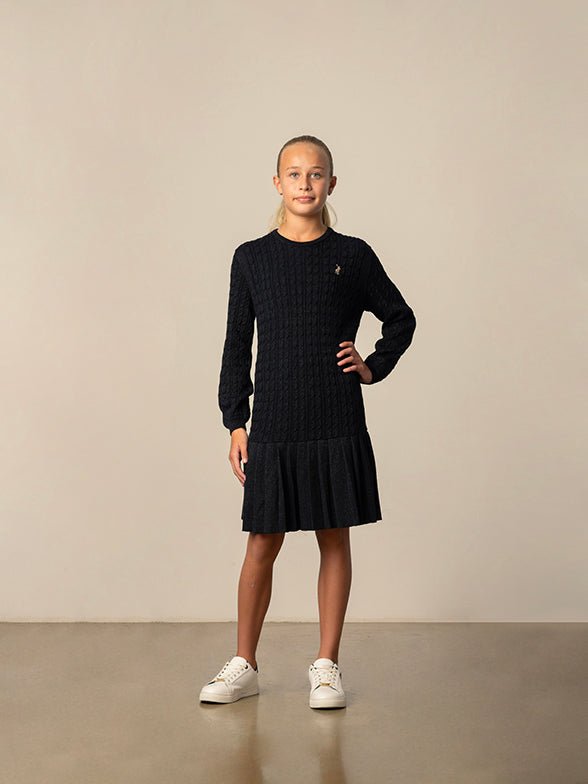 Polo Rebecca Cable Knitted Dress Black - Shazem - KIDS DRESSES - POLO