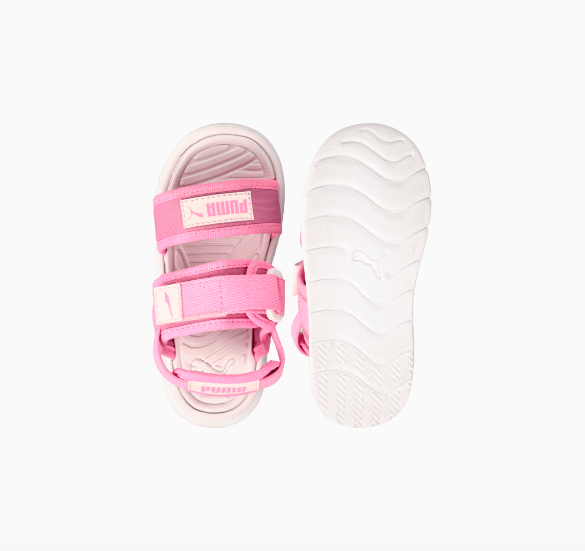 Puma infants' Crony Soft 2.0 kids' sandals in navy blue with white accents, featuring adjustable straps and cushioned soles.
