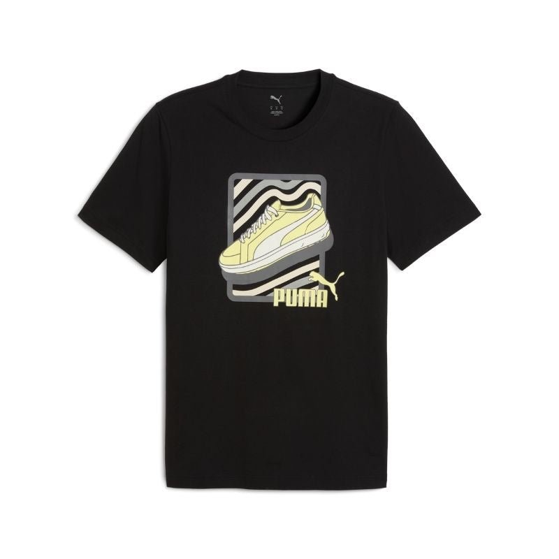 Puma Graphic Sneaker Tee for men featuring a bold sneaker graphic design on a casual T-shirt.