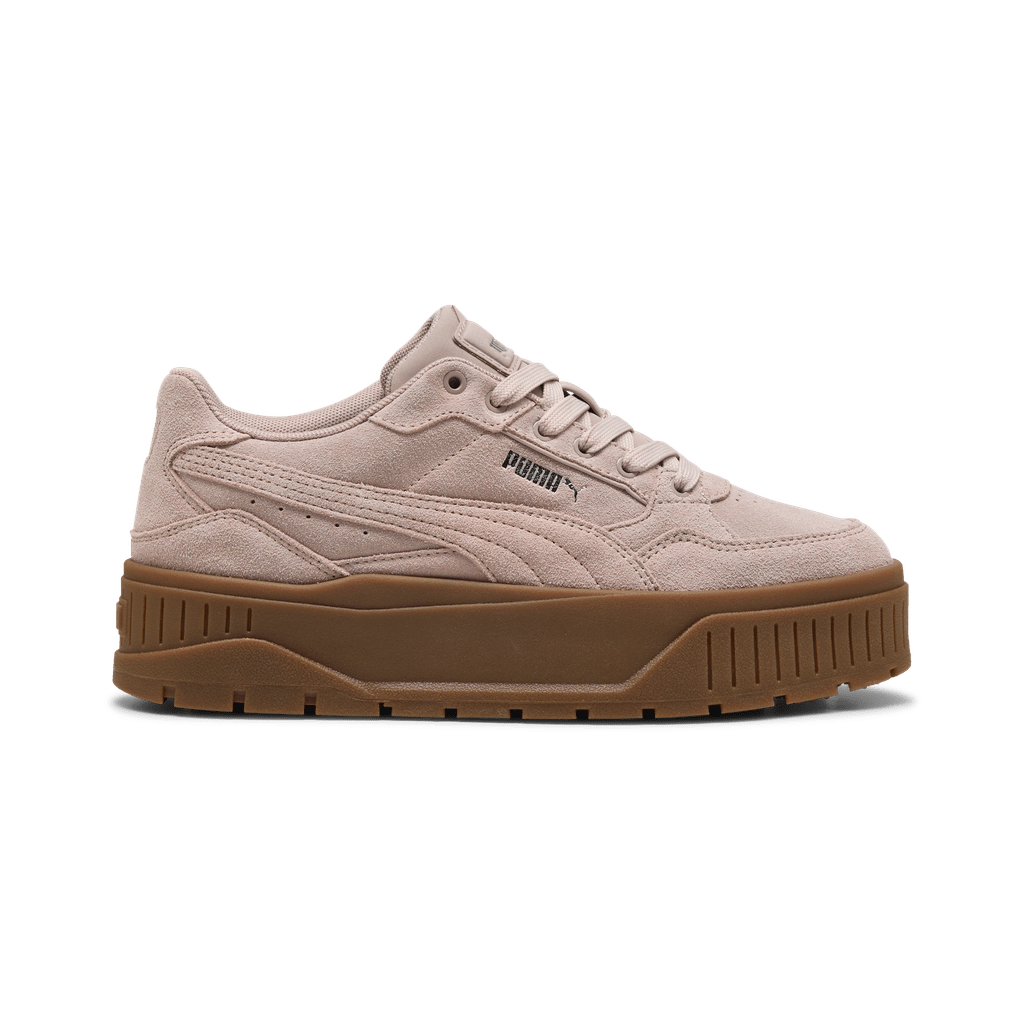 Puma Womens Karmen Idol II Suede sneakers in Rose Latte, featuring a stylish suede design and comfortable fit.