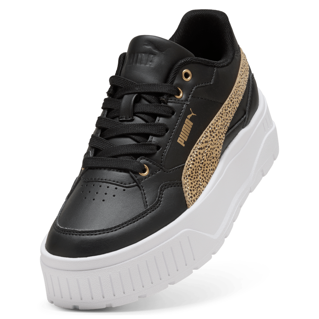 Puma Womens Karmen II Idol Topcat sneakers in black and white with stylish design and Puma logo on the side.