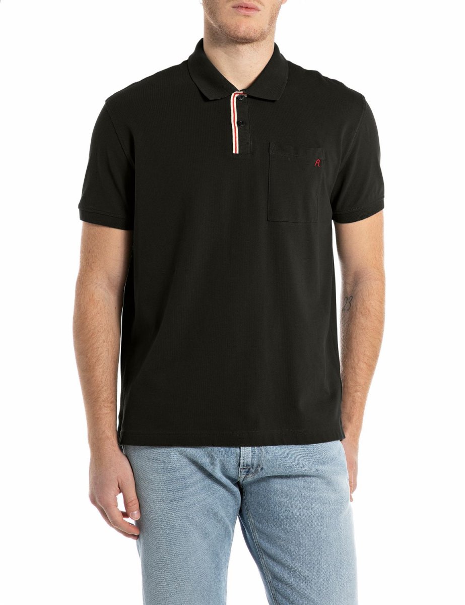 Men's black Replay Golfer M3273, stylish casual shirt with a classic collar and button-up front, suitable for everyday wear.