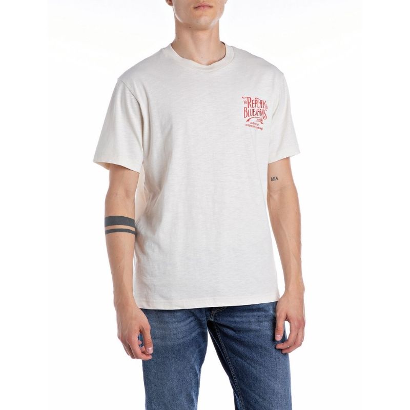 REPLAY CM M3023 TEE BUTTER WHITE - Shazem