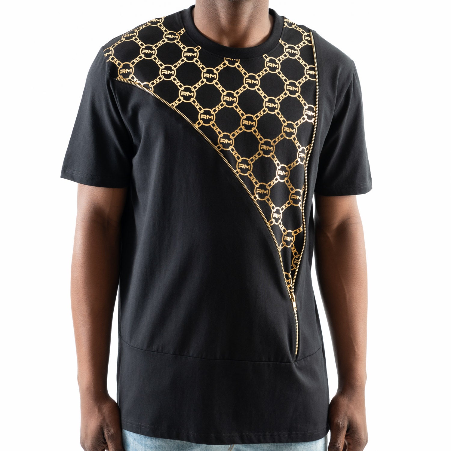 ROSSIMODA CM LUX ZIPPER TEE BLACK/GOLD - Shazem