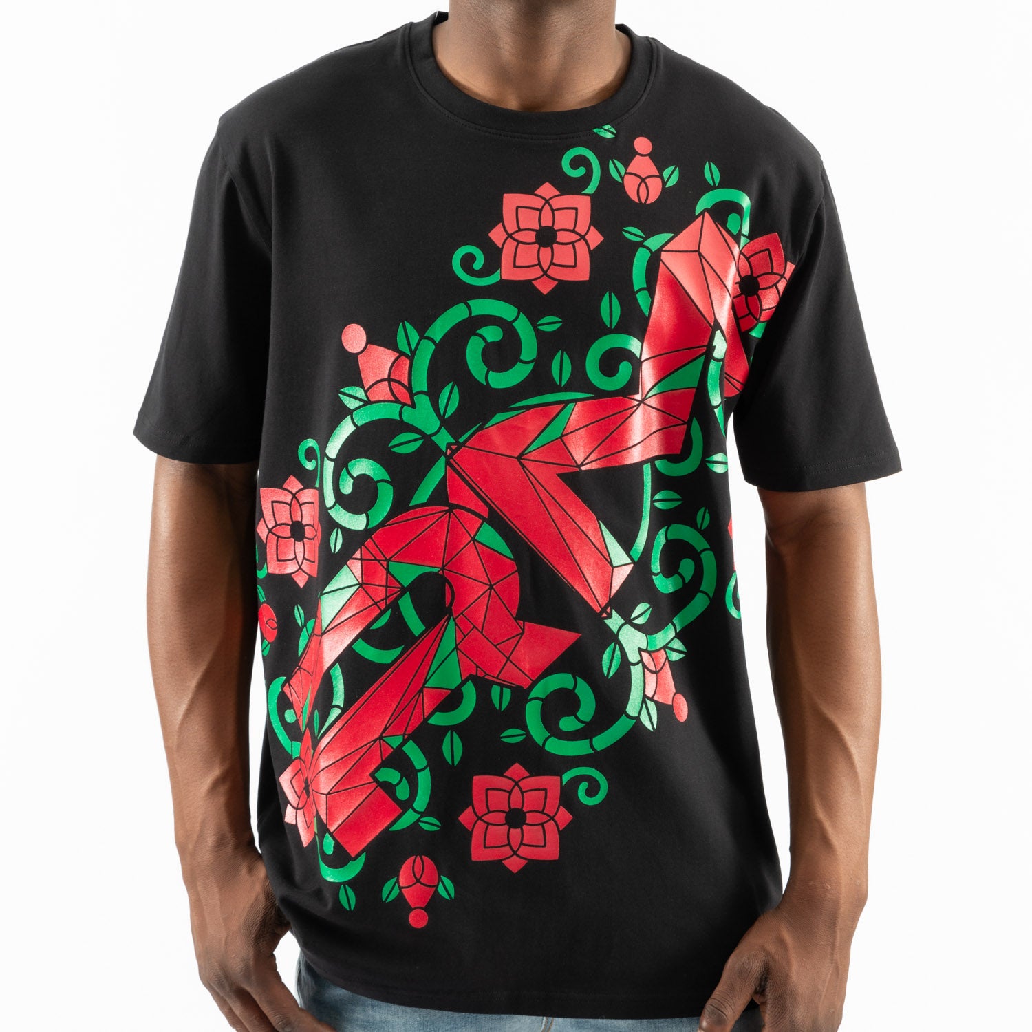 ROSSIMODA CM ROSE VETRATA TEE BLACK/RED - Shazem