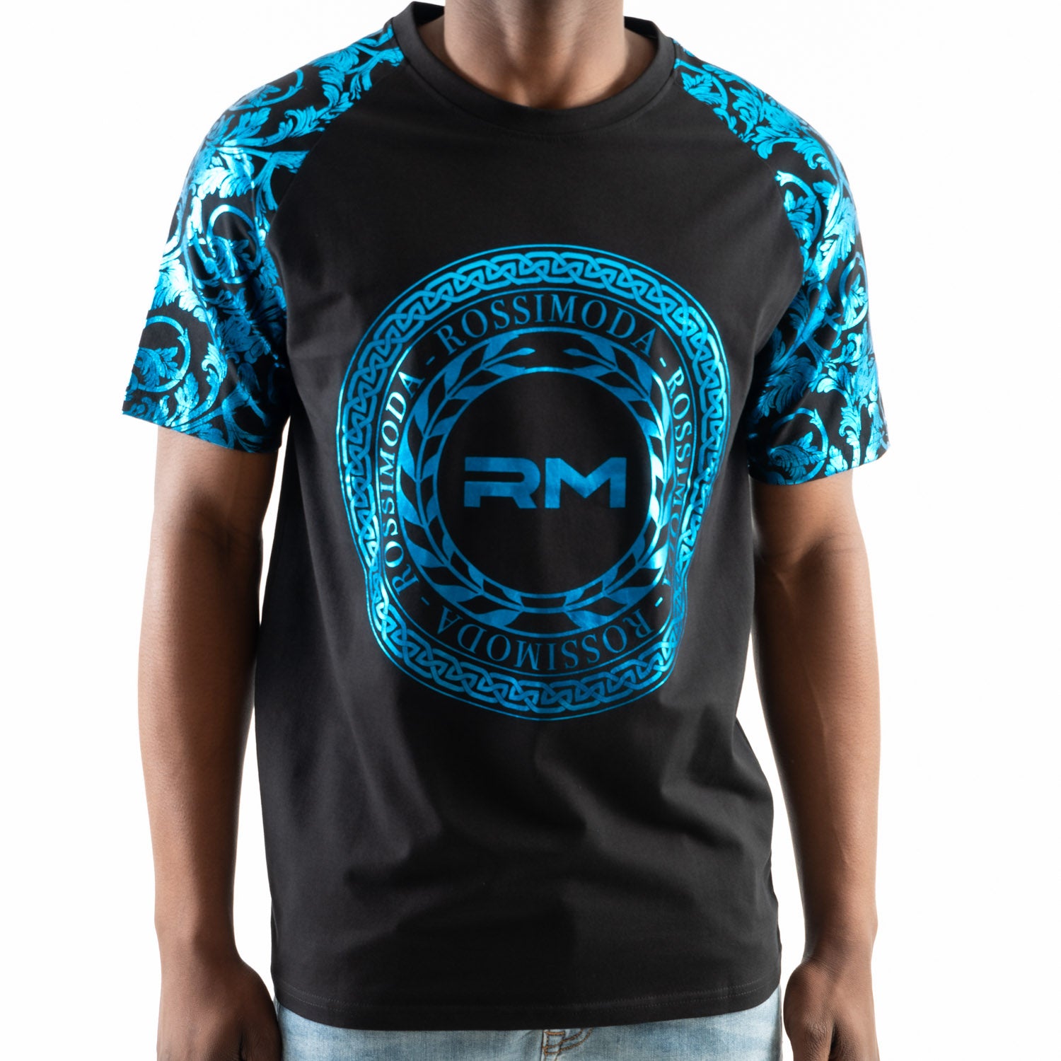 ROSSIMODA CM SKY BLOOM TEE BLACK/TURQUIOSE - Shazem