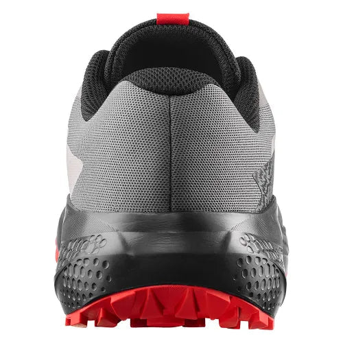 Salomon Alphaglide men's sneakers in black with fiery red accents, featuring a sleek athletic design and breathable mesh upper.