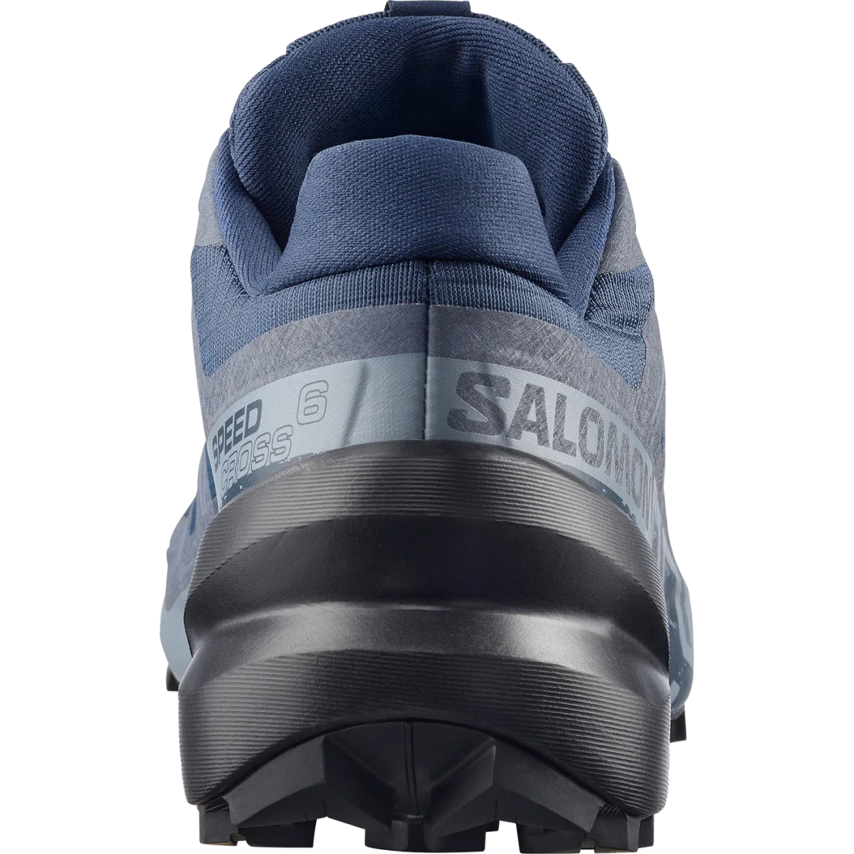Women's Salomon Speedcross 6 sneakers in Spellbound, Black, and Tradewinds with rugged trail running design and lightweight construction.
