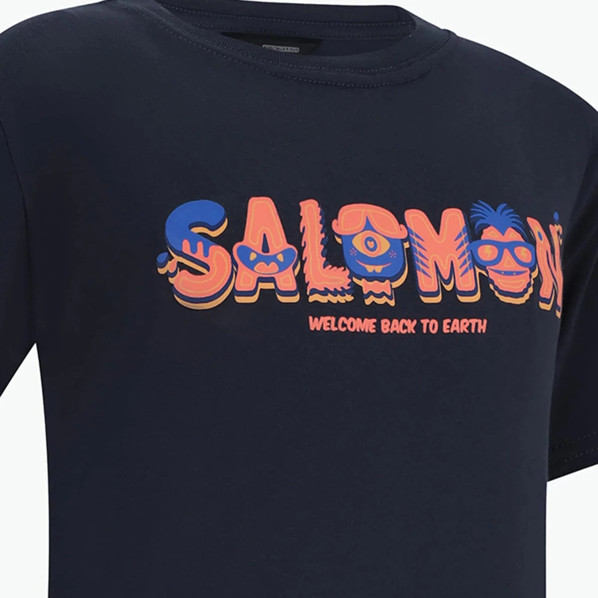 Kids Salomon Sun Fun Tee in Blue Nights featuring a comfortable fit and vibrant blue color, perfect for active outdoor wear.