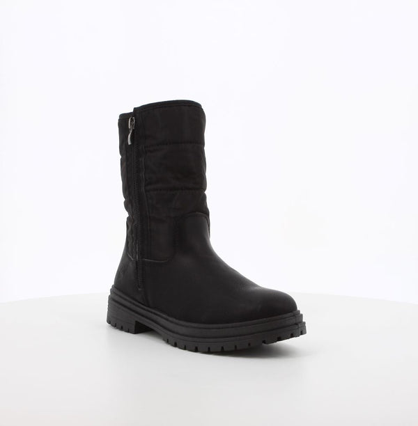 Soft Style Rochelle black women's boots with rounded toe and low heel, stylish and comfortable footwear for women.