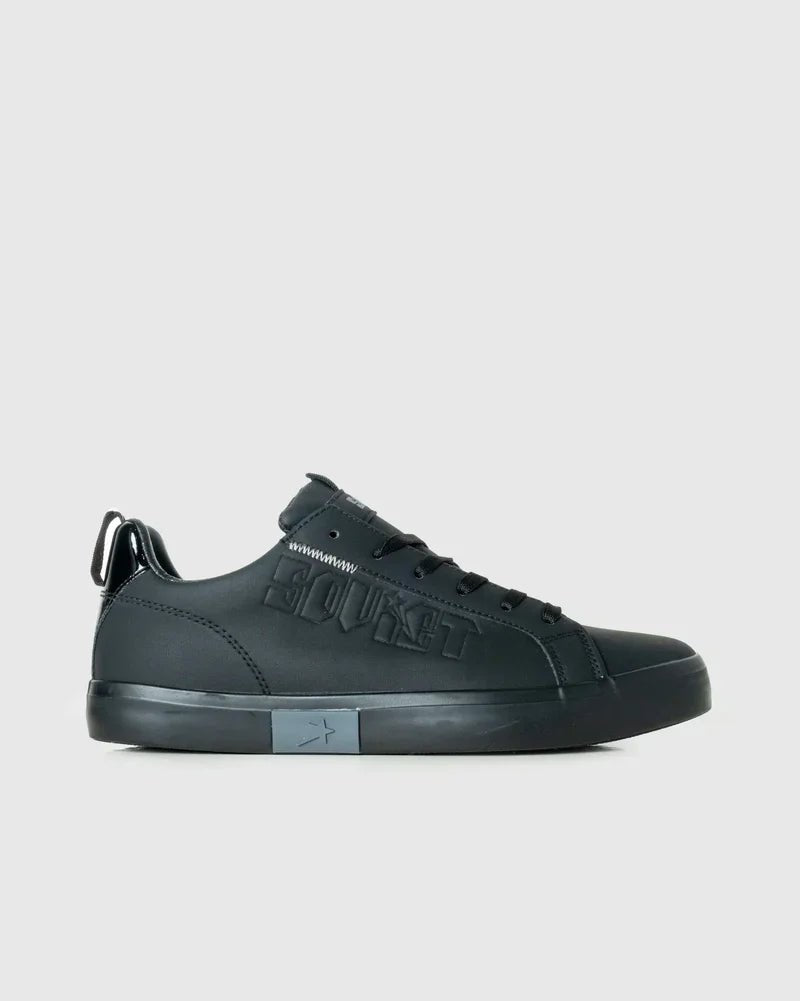 Men's Soviet Hollywood Sneakers in black and charcoal, showing sleek design and comfortable fit in a close-up image.