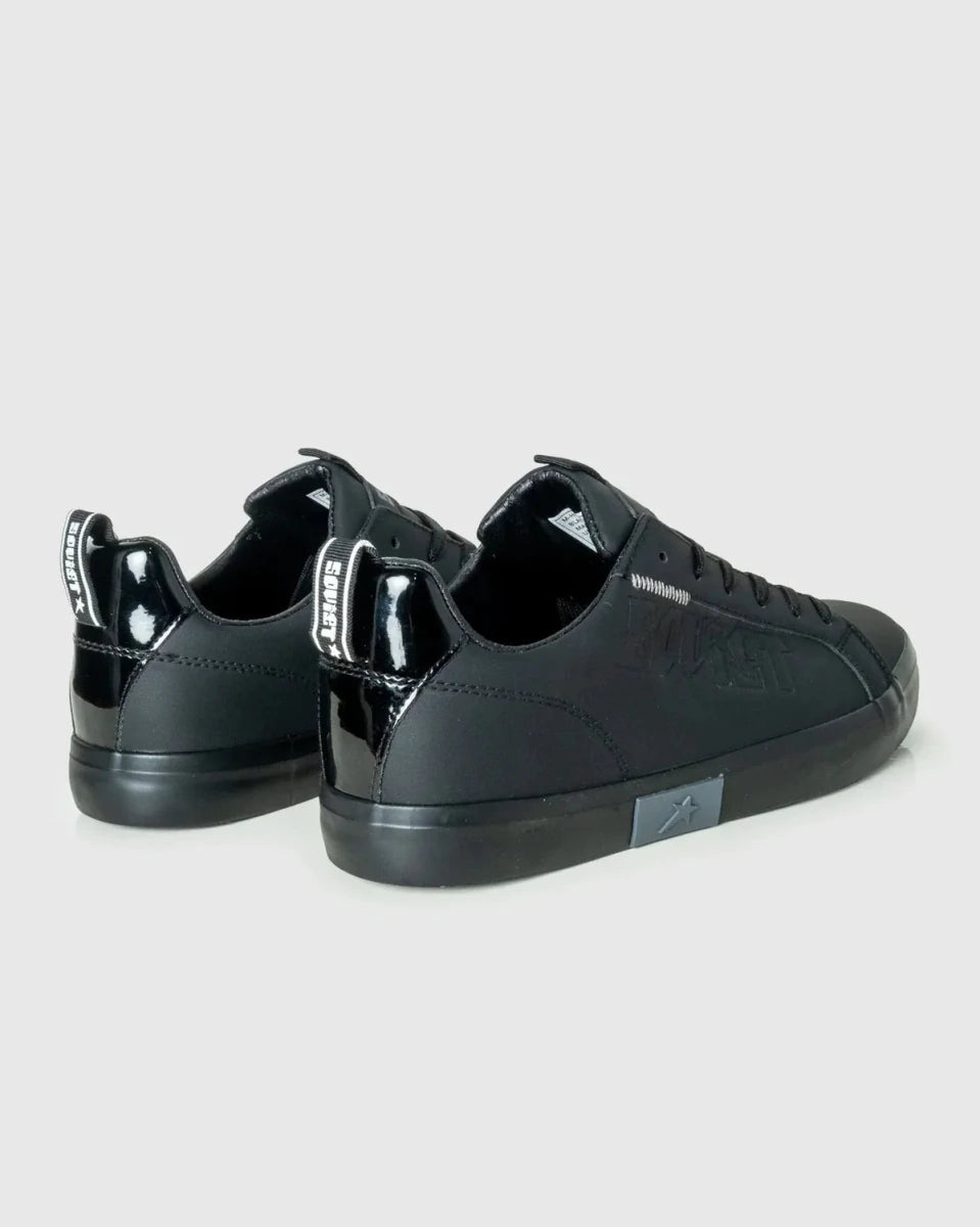 Men's Soviet Hollywood sneakers in black and charcoal with a sleek, low-profile design and casual streetwear style.