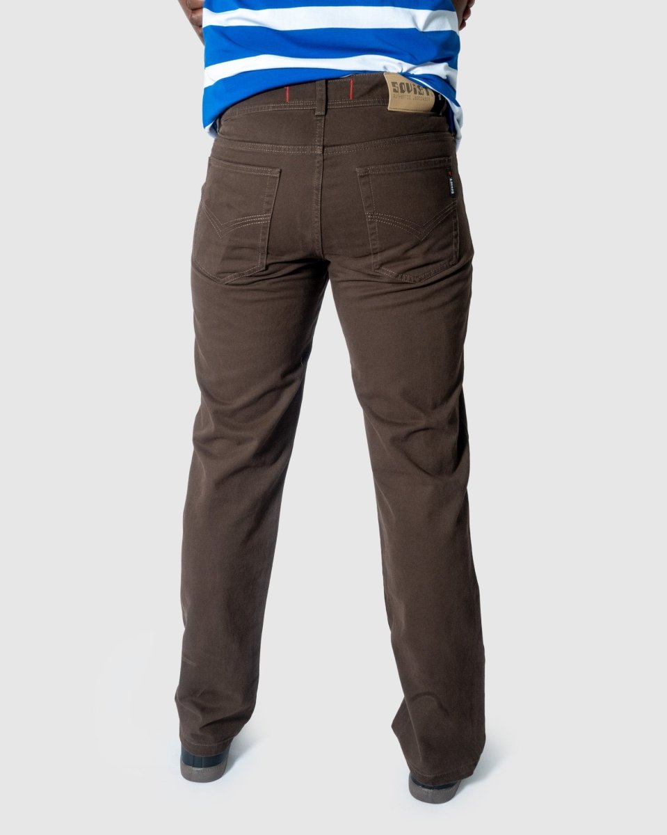 Soviet Voyager 2 No5 Chocolate men's jeans showing dark brown denim with classic fit and stitching details.