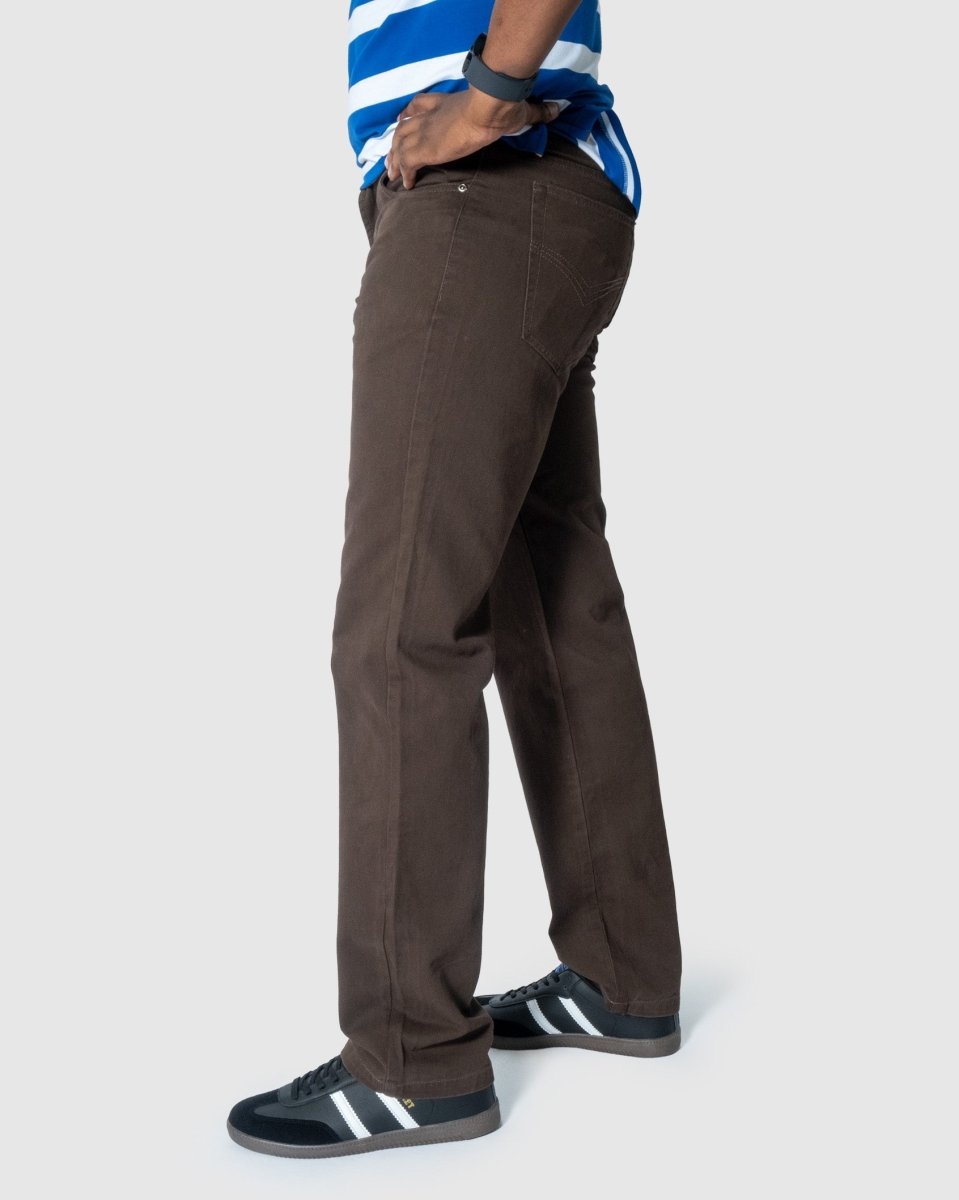 Soviet Voyager 2 No5 Chocolate men's jeans in a dark brown color, featuring a classic fit and denim texture.