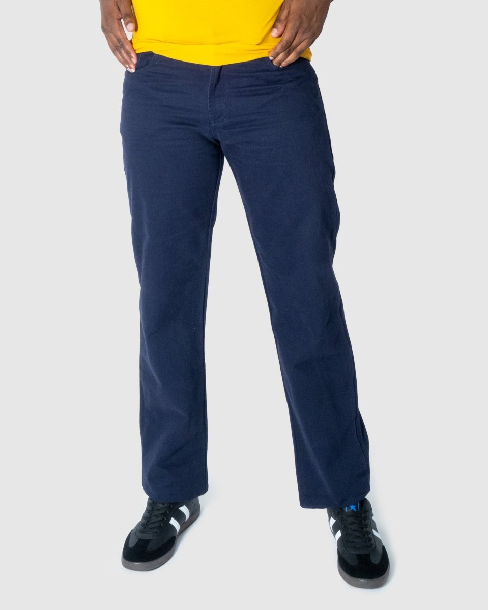 Soviet Voyager 2 No5 Navy men's jeans with classic fit and dark navy denim, featuring traditional stitching and five-pocket design.