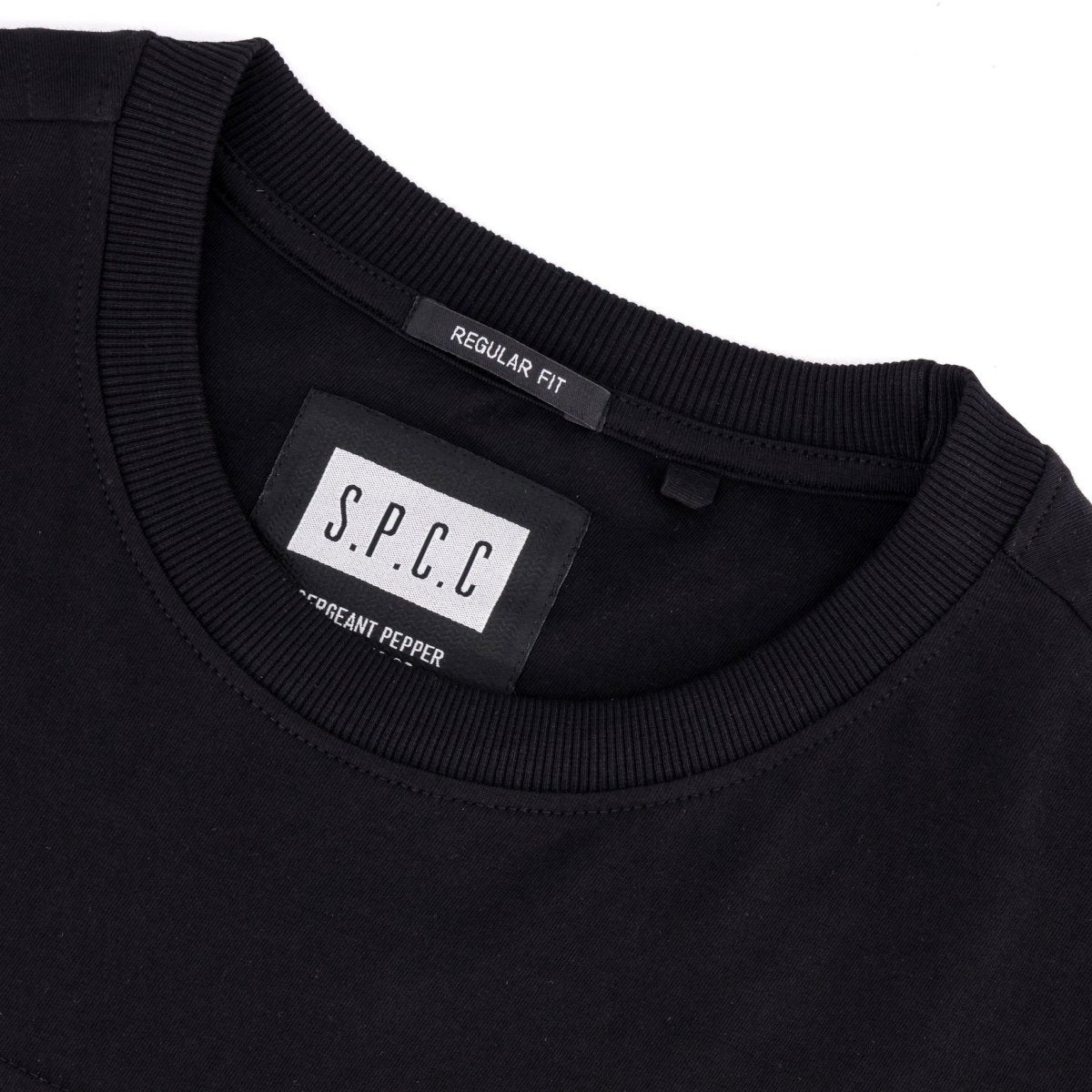 Black SPCC Defcon-2 men's T-shirt with graphic design, casual fit, and short sleeves.