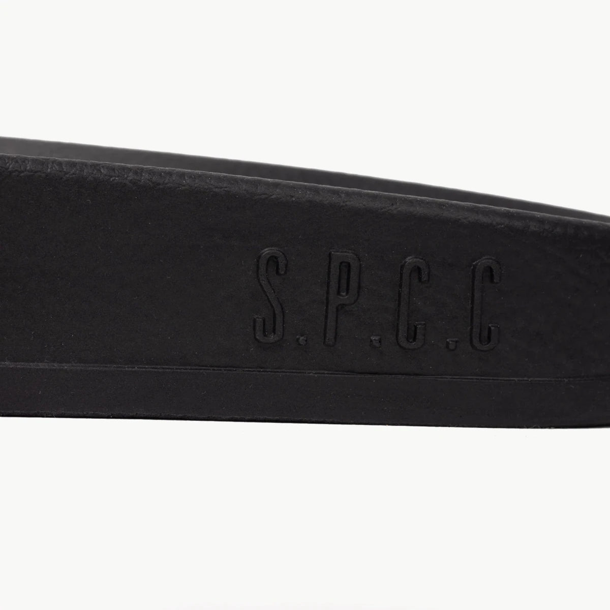 Black SPCC Dermott Slider men's sandals featuring cushioned straps and a sturdy sole, ideal for casual wear.