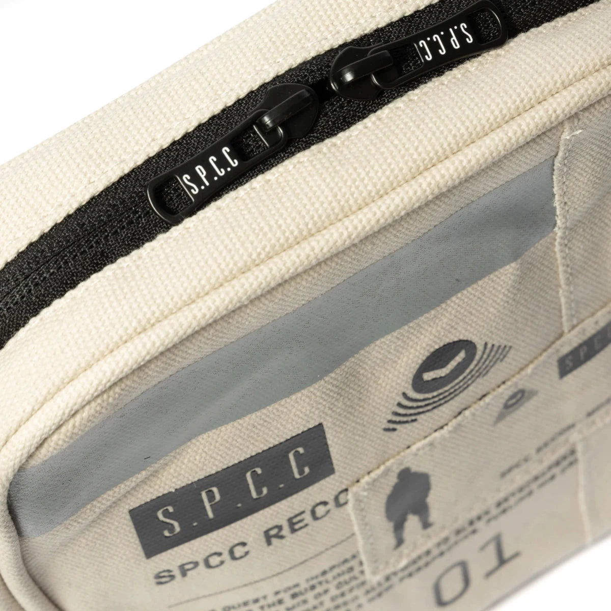 SPCC Dune Force hip bag in off-white, men's luggage accessory with adjustable strap and compact storage, stylish and functional.