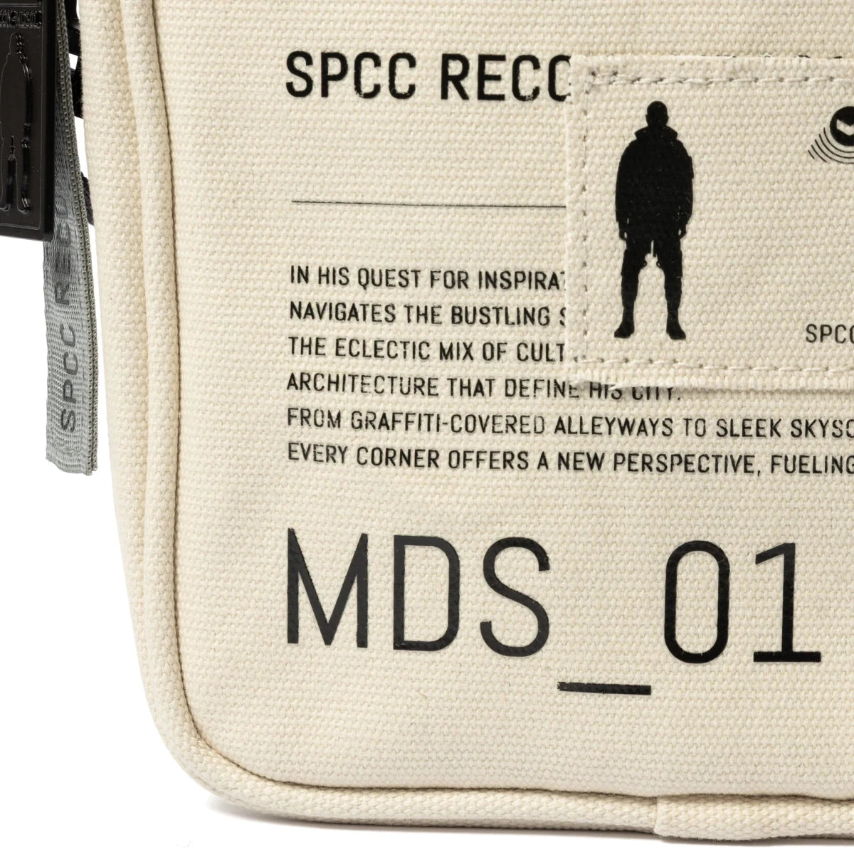 SPCC Dune Force hip bag in off-white, stylish men's luggage with adjustable strap and spacious compartment.