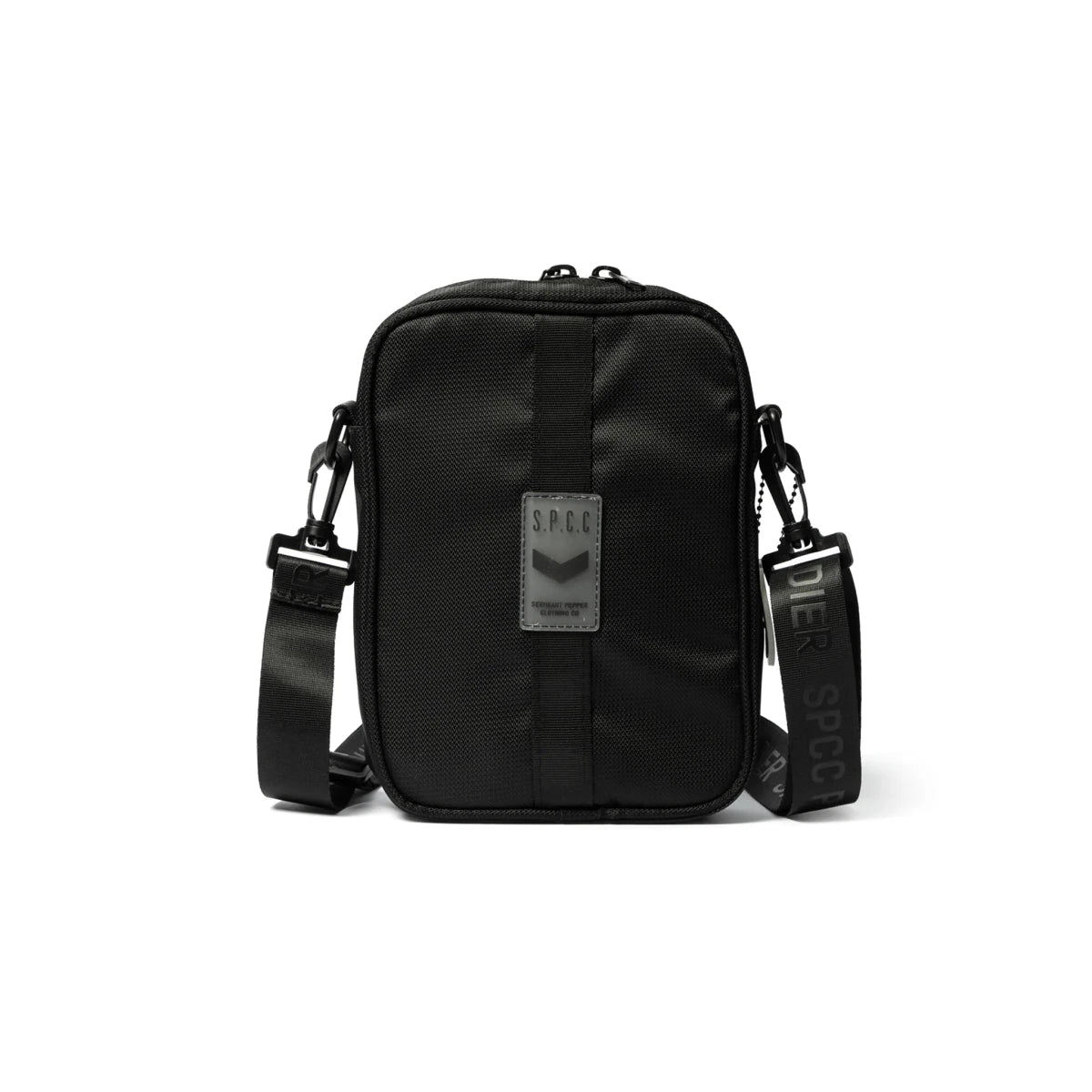 Black SPCC Surge Dust hip bag, a men's luggage accessory with multiple compartments and adjustable strap for casual wear.