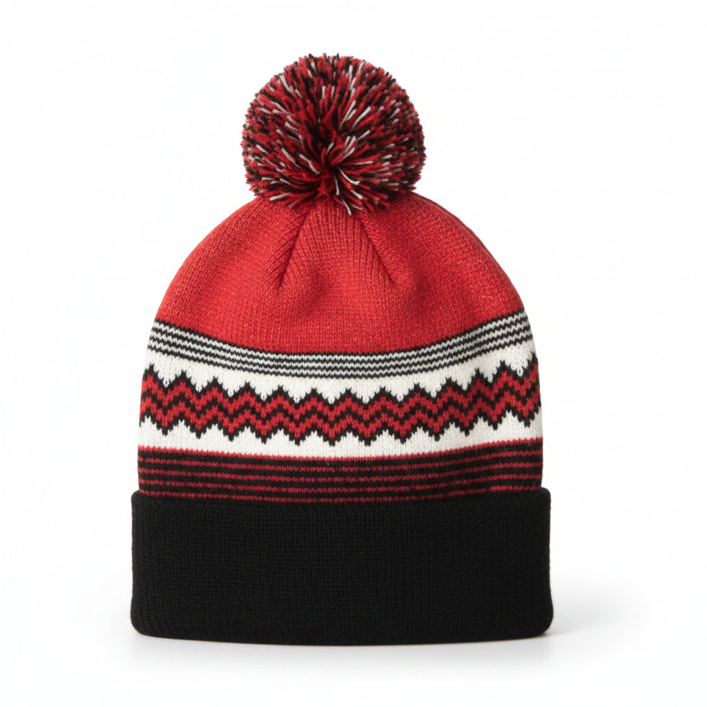 Strachan men's single chevron beanie in black, knitted headwear with a subtle chevron pattern and folded cuff design.