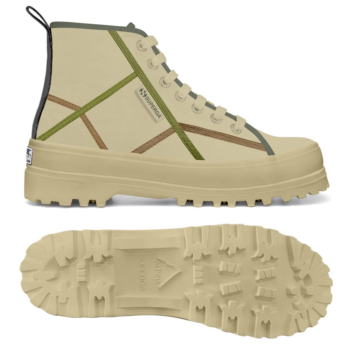 Superga 2341 Alpina Cross Bind Beige/Green - Shazem - UNISEX SNEAKERS - SUPERGA