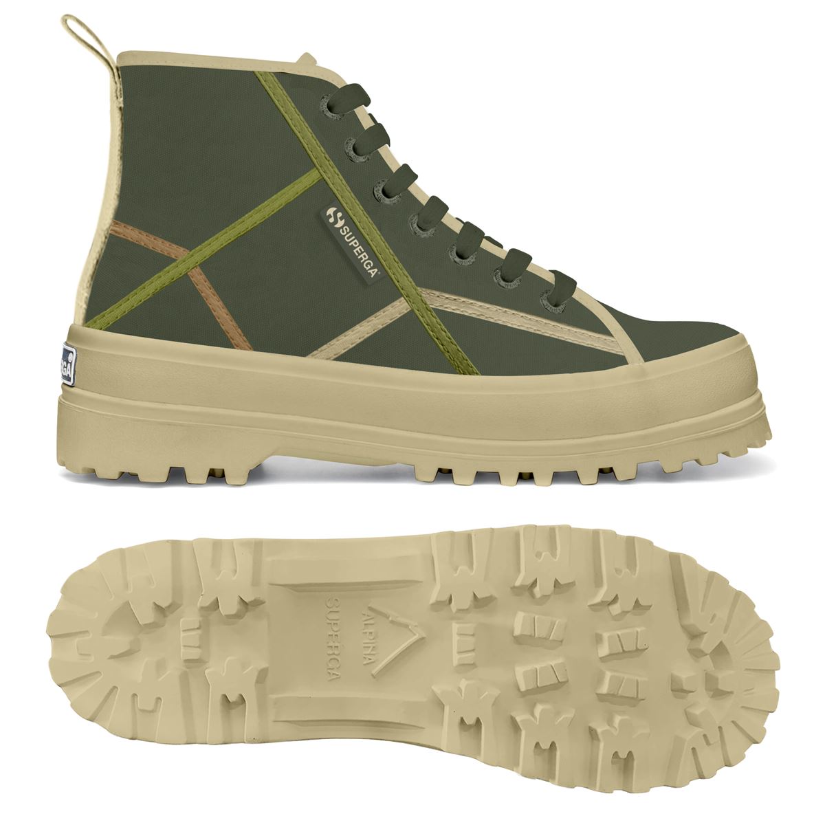 SUPERGA FX 2341 ALPINA CROSS BIND GREEN/BEIGE - Shazem