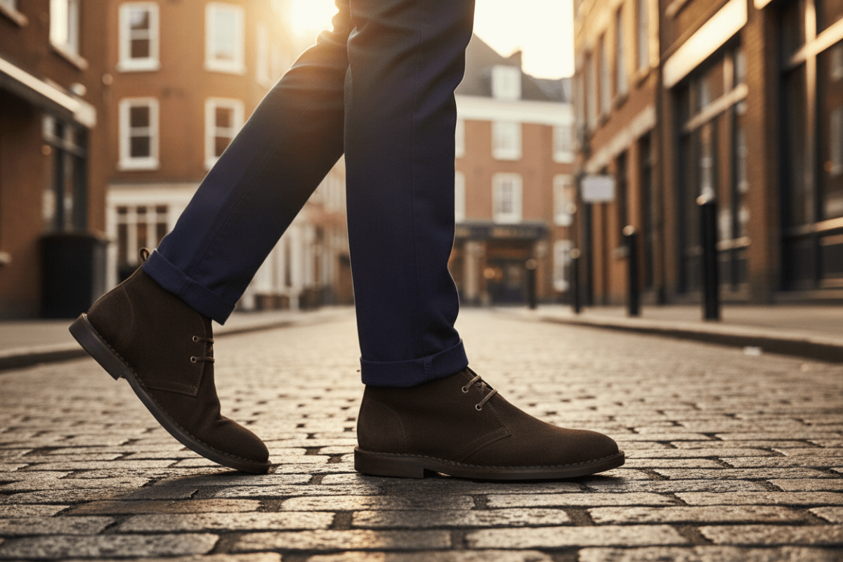 Brown suede Tego Vellies men's boots with sleek design and rounded toes, showcasing the stylish leather finish.